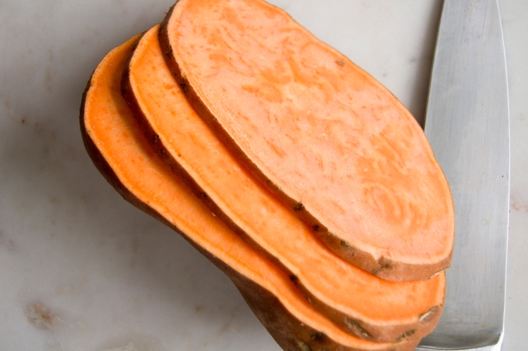 sliced sweet potato
